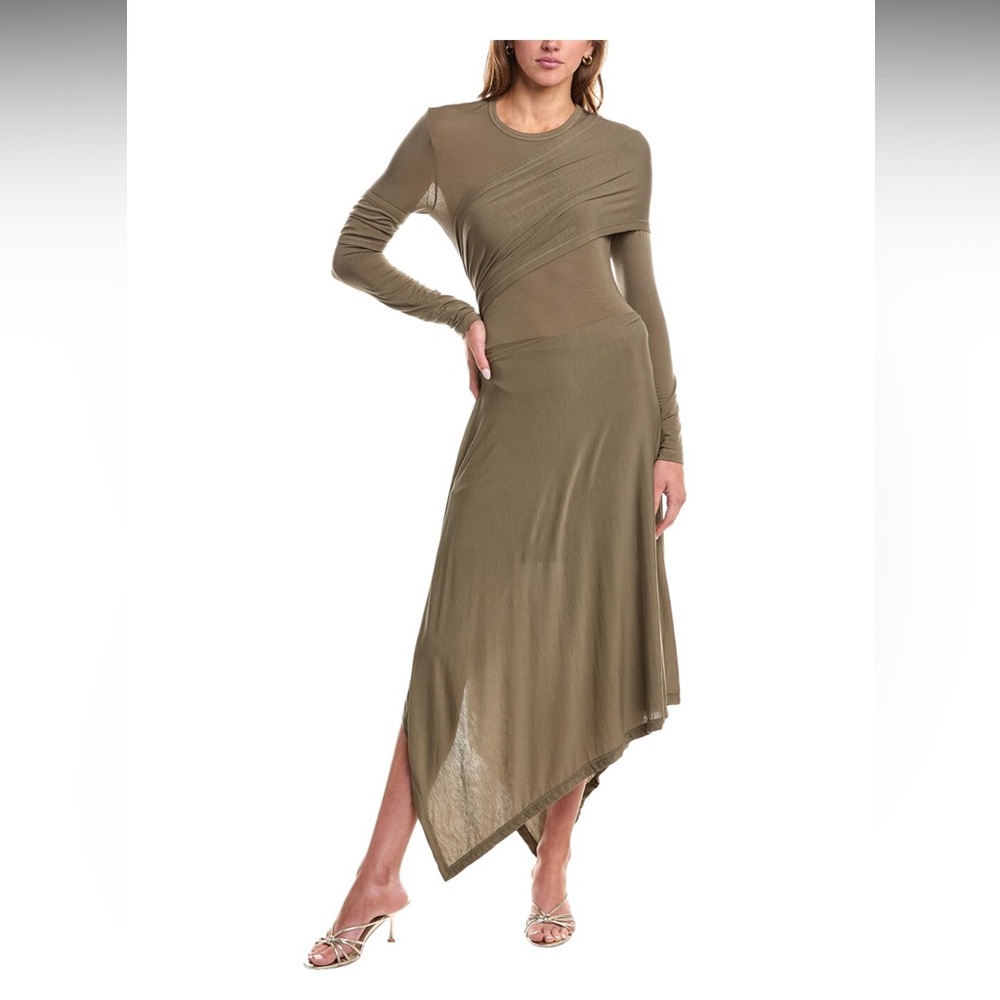 Helmut Lang Olive Midi Dress